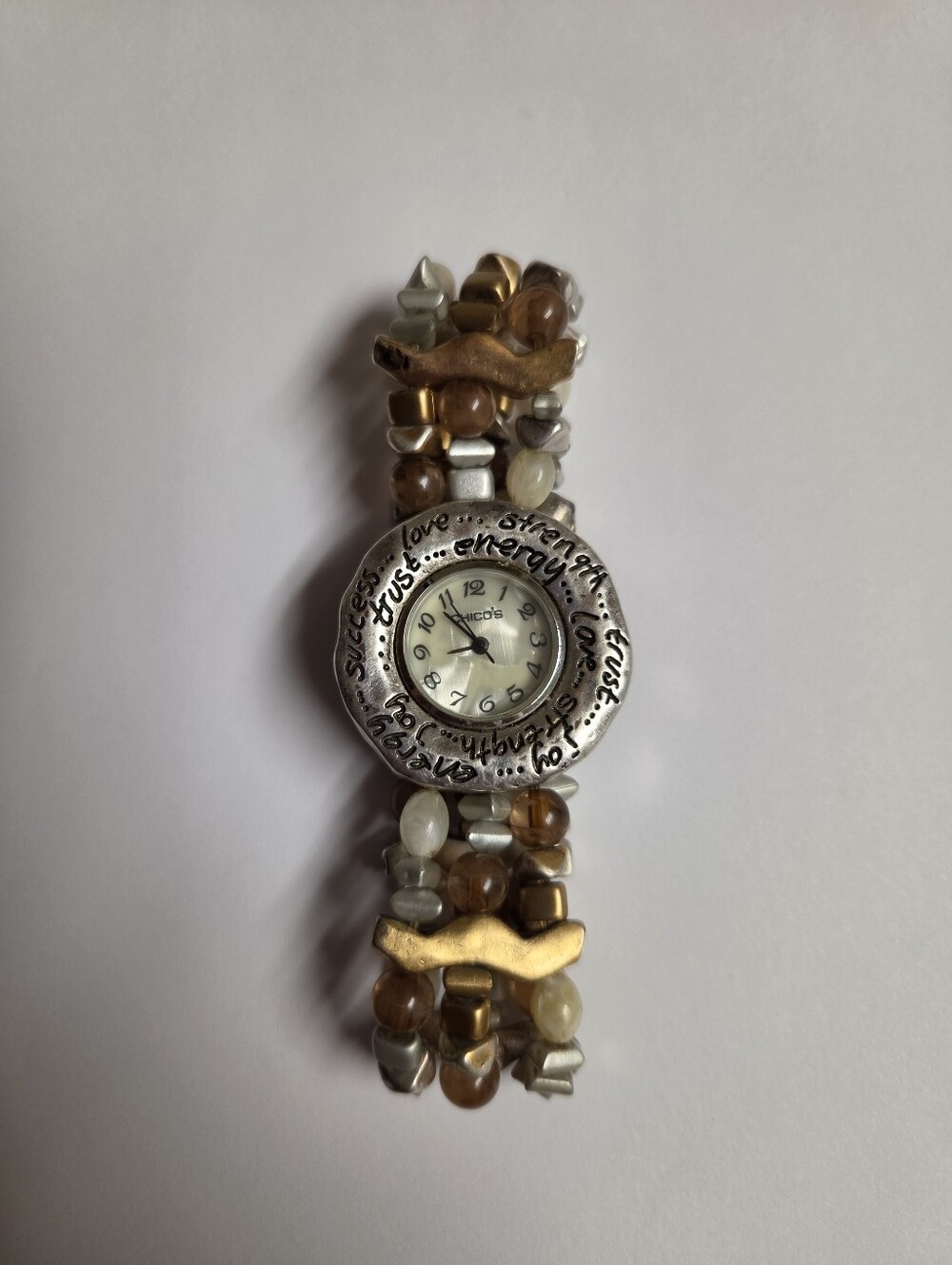 Chico's Beaded Inspirational Watch Bracelet